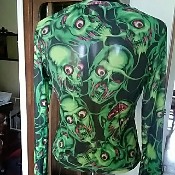 Dolls Kill Green Skull Crop Top - Picture 4 of 5